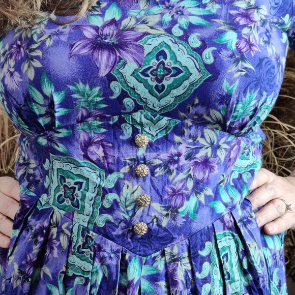 💥BLACK FRIDAY BOGO FREE EVERYTHING💥 XL Vintage Cottagecore Floral Midi Dress - Picture 6 of 10